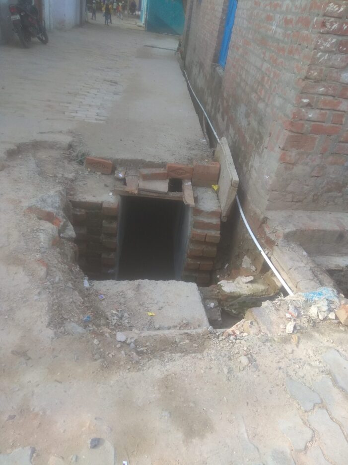 आरसीसी की जगह घटिया किस्म की ईंटों से निर्मित हुआ नाला