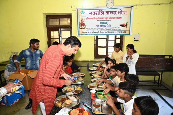 ऑलमाइटी शिवा एसोसिएशन  द्वारा नवरात्रि पर कन्या भोज का आयोजन